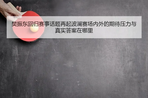 樊振东回归赛事话题再起波澜赛场内外的期待压力与真实答案在哪里